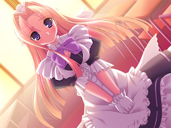 Anime picture 1200x900 with gakuto (game) long hair blue eyes blonde hair game cg maid girl