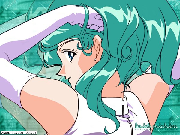 Anime picture 1024x768 with bishoujo senshi sailor moon toei animation kaiou michiru single long hair looking at viewer parted lips girl gloves white gloves tagme