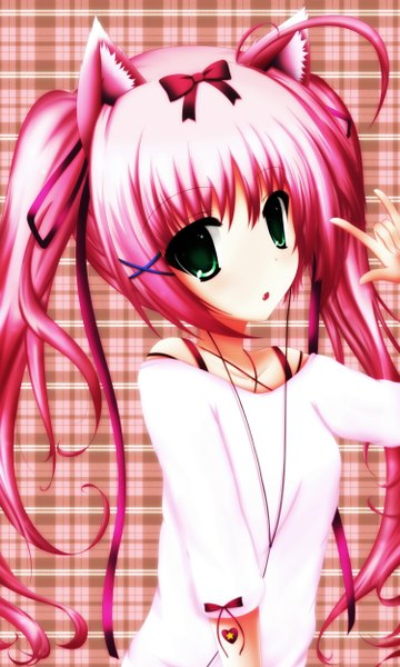Anime picture 3000x5000 with original toyokawa itsuki (p mayuhime) single long hair tall image blush highres green eyes animal ears pink hair cat ears cat girl girl