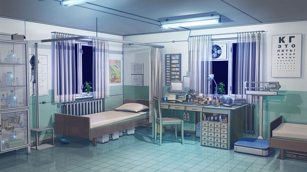 Anime picture 1920x1080 with everlasting summer iichan eroge arsenixc vvcephei highres wide image game cg indoors night wallpaper light no people collaboration plant (plants) shoes window book (books) bed chair fan