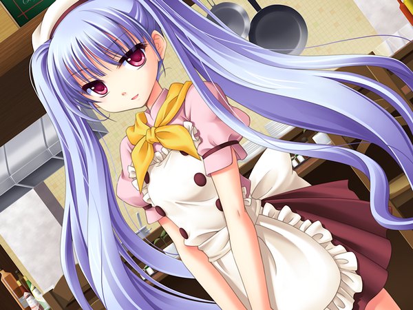 Anime picture 1200x900 with sugar+spice 2 (game) red eyes twintails game cg purple hair girl