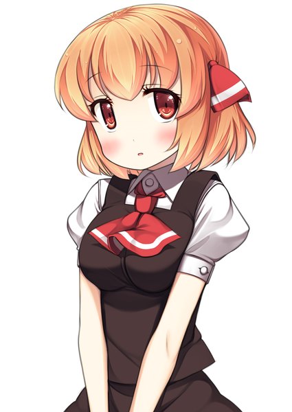 Anime picture 1000x1412 with touhou rumia nakamura kusata single tall image looking at viewer short hair simple background red eyes white background orange hair girl dress