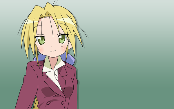 Anime picture 1920x1200 with lucky star kyoto animation kuroi nanako highres wide image green background girl