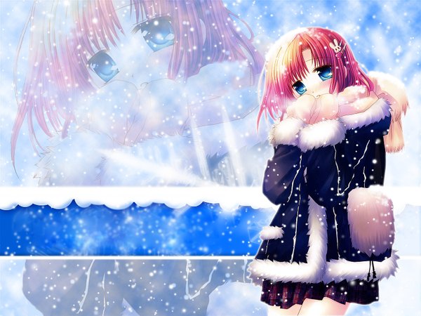 Anime picture 1600x1200 with snowing winter tagme
