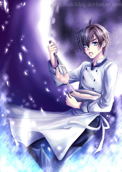 Anime picture 1000x1414 with original sukiblog single tall image short hair open mouth blue eyes black hair boy cloak