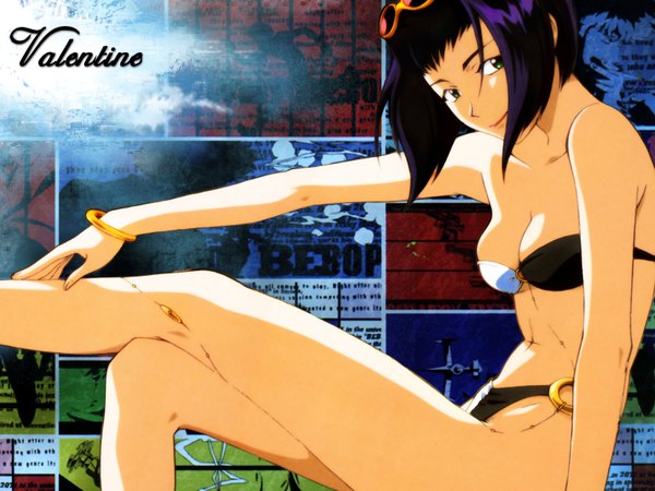 Anime picture 1600x1200 with cowboy bebop sunrise (studio) faye valentine short hair girl swimsuit bikini