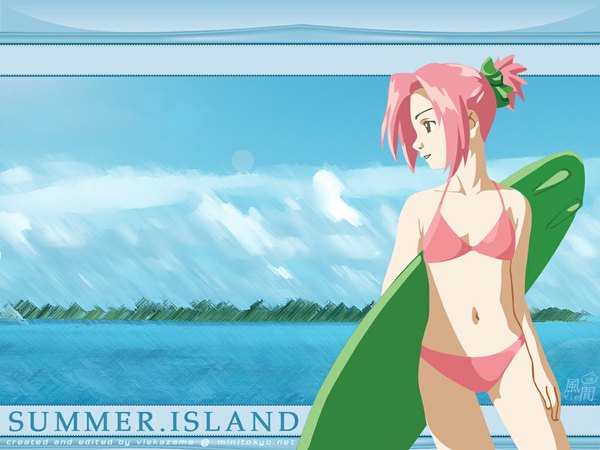 Anime picture 1024x768 with naruto studio pierrot naruto (series) haruno sakura vector swimsuit bikini