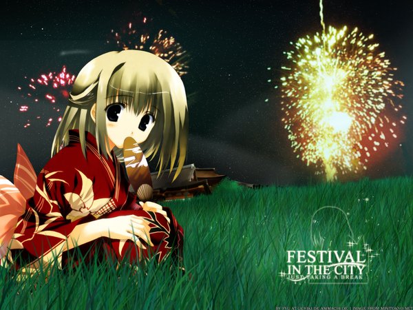 Anime picture 1600x1200 with mitsumi misato fireworks festival tagme