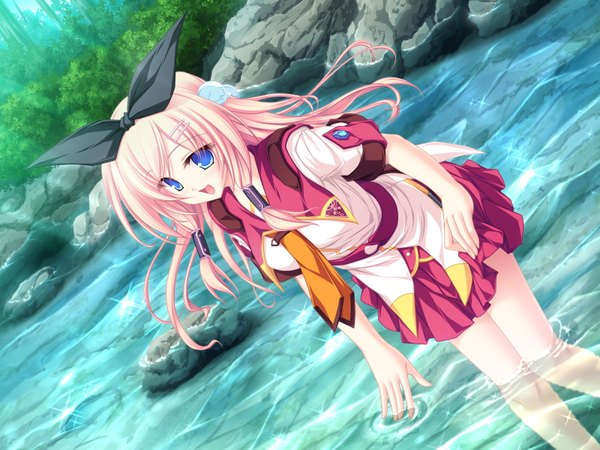 Anime picture 1600x1200 with tenmaso blue eyes pink hair game cg girl serafuku