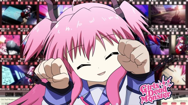 Anime picture 1920x1080 with angel beats! key (studio) yui (angel beats!) highres wide image pink hair eyes closed two side up close-up