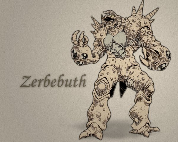 Anime picture 1280x1024 with guyver zerbebuth simple background horn (horns) wallpaper armor monster