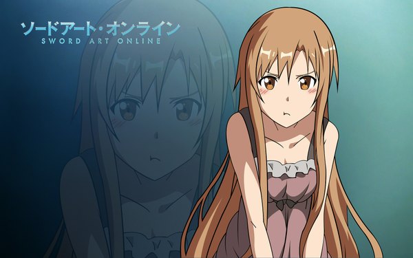 Anime picture 1920x1200 with sword art online a-1 pictures yuuki asuna assassinwarrior belmont012 single long hair looking at viewer blush fringe highres breasts blonde hair brown eyes wallpaper copyright name zoom layer girl