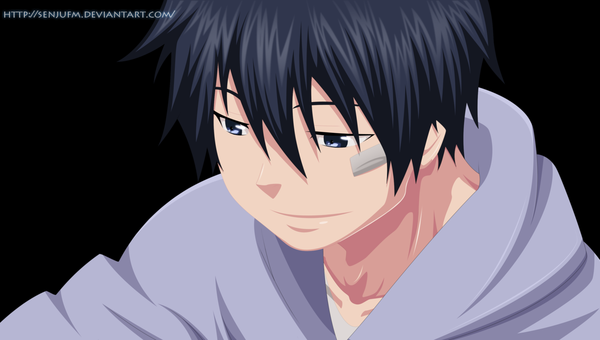 Anime picture 1500x852 with ao no exorcist a-1 pictures okumura rin senjufm single short hair blue eyes black hair smile wide image coloring black background portrait face boy