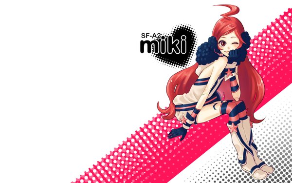 Anime picture 1680x1050 with vocaloid miki (vocaloid) long hair wide image white background girl