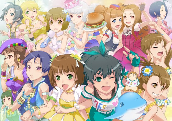 Anime picture 2480x1748 with idolmaster hoshii miki kisaragi chihaya amami haruka ganaha hibiki shijou takane minase iori kikuchi makoto hagiwara yukiho miura azusa takatsuki yayoi akizuki ritsuko futami mami futami ami otonashi kotori mikel (4hands) don michael long hair highres short hair