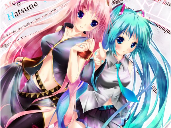 Anime picture 1600x1200 with vocaloid hatsune miku megurine luka girl tagme