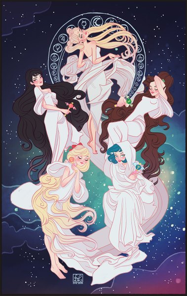 Anime picture 800x1265 with bishoujo senshi sailor moon toei animation tsukino usagi sailor moon aino minako kino makoto mizuno ami hino rei sailor venus sailor mars sailor mercury sailor jupiter dixieleota tall image blush short hair blue eyes black hair blonde hair red eyes