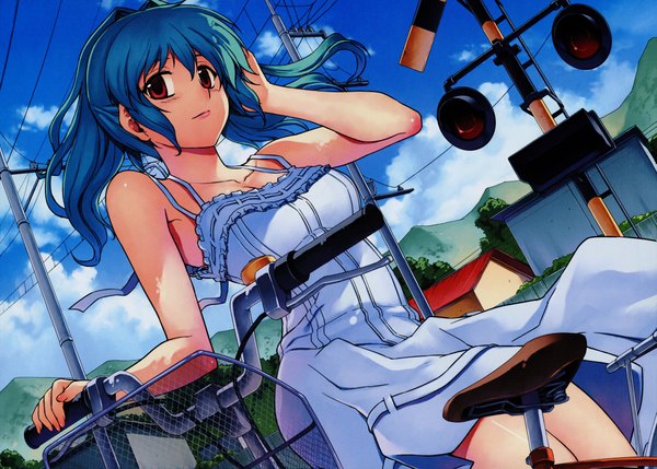 Anime picture 2233x1600 with freezing cassie lockheart kim kwang hyun highres red eyes blue hair sundress