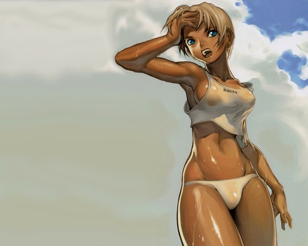 Anime picture 1280x1024 with single blue eyes light erotic girl tagme