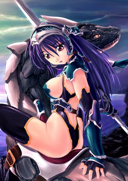 Anime picture 1024x1448 with amei sumeru tall image light erotic thighhighs armor