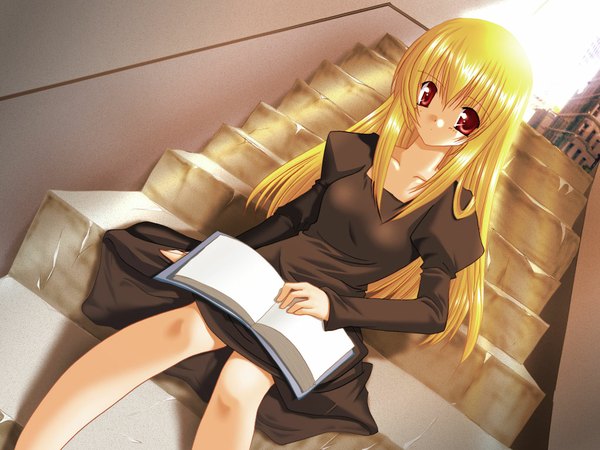 Anime picture 1024x768 with soft beauty stairs tagme