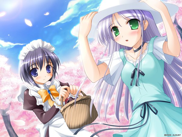 Anime picture 1600x1200 with yoake mae yori ruri iro na august soft feena fam earthlight mia clementis maid sundress augustic pieces