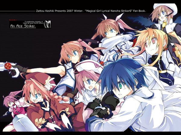 Anime picture 1280x960 with mahou shoujo lyrical nanoha mahou shoujo lyrical nanoha strikers fate testarossa takamachi nanoha yagami hayate signum vita subaru nakajima teana lanster caro ru lushe 10mo long hair short hair open mouth blue eyes blonde hair brown hair multiple girls green eyes blue hair