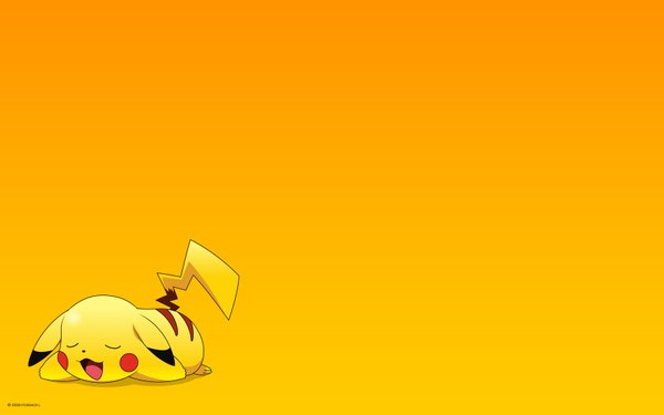 Anime picture 1680x1050 with pokemon nintendo pikachu wide image yellow background orange background gen 1 pokemon pokemon (creature)