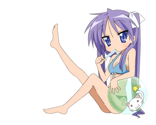 Anime picture 1280x1024 with lucky star kyoto animation hiiragi kagami girl swimsuit popsicle