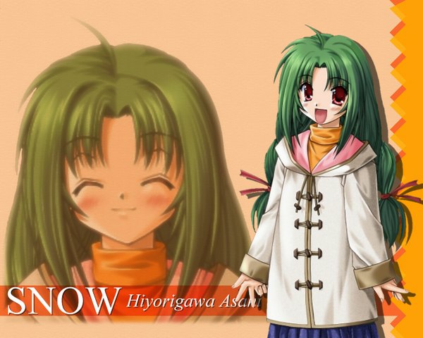 Anime picture 1280x1024 with snow (game) studio mebius hiyorigawa asahi orange background tagme