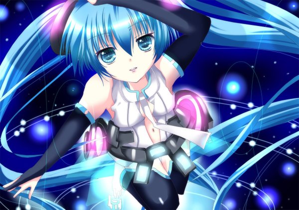 Anime picture 2480x1748 with vocaloid vocaloid append hatsune miku hatsune miku (append) highres blue eyes twintails blue hair girl