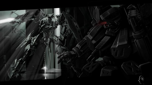 Anime picture 1920x1080 with armored core highres wide image sunlight black background mecha