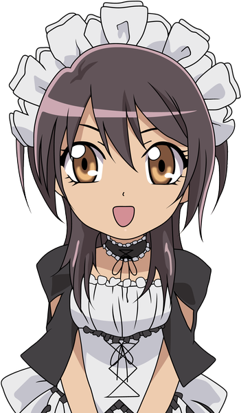 Anime picture 1315x2243 with kaichou wa maid-sama! ayuzawa misaki scr4t single long hair tall image highres open mouth brown hair brown eyes maid transparent background chibi vector girl headdress maid headdress