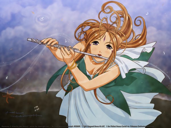 Anime picture 1600x1200 with aa megami-sama anime international company belldandy musical instrument flute