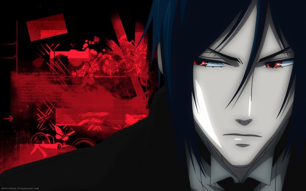 Anime picture 1440x900 with kuroshitsuji a-1 pictures sebastian michaelis headstro red eyes wide image boy