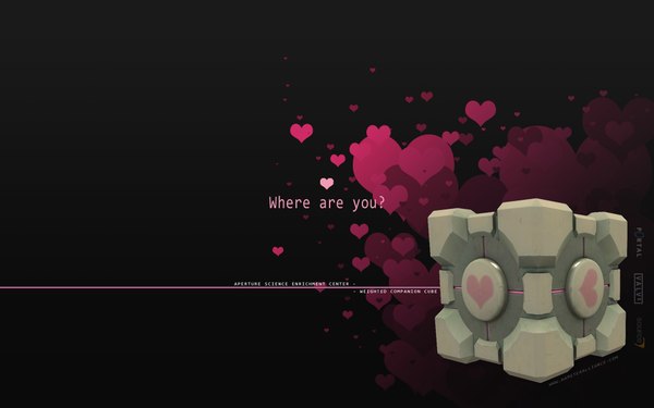 Anime picture 1920x1200 with portal weighted companion cube highres wide image wallpaper no people heart