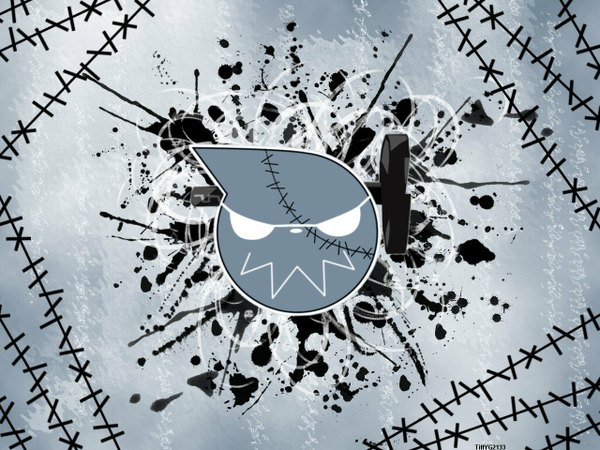Anime picture 1280x960 with soul eater studio bones franken stein grey background scar no people paint stitches paint splatter soul