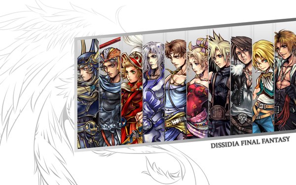 Anime picture 1920x1200 with final fantasy dissidia final fantasy square enix cloud strife tina branford zidane tribal squall leonhart cecil harvey tidus bartz klauser warrior of light onion knight firion highres wide image