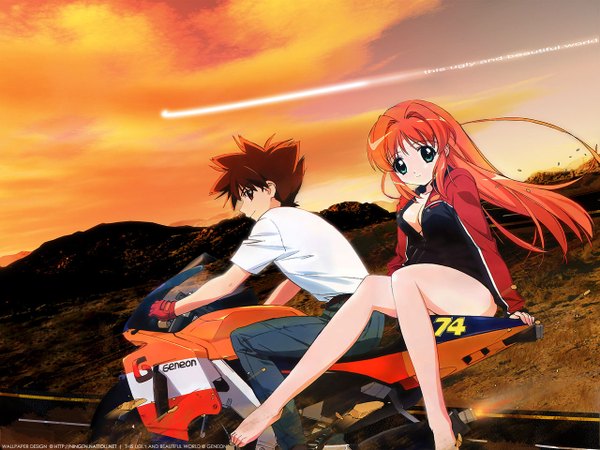 Anime picture 1280x960 with kono minikuku mo utsukushii sekai hikari (konomini) takemoto takeru girl motorcycle