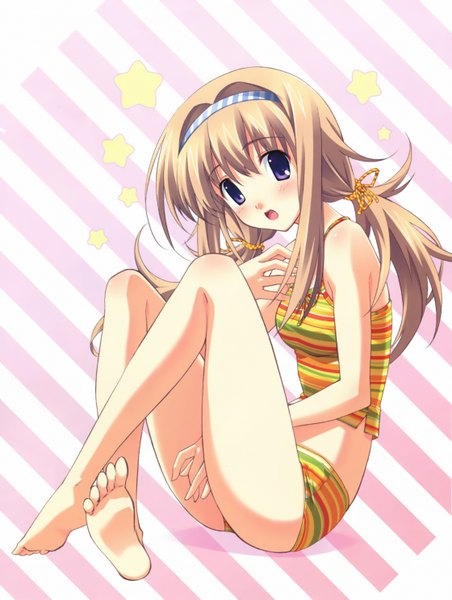 Anime picture 2240x2970 with chaos;head nishijou nanami long hair tall image blush highres open mouth brown hair purple eyes barefoot soles girl