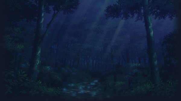 Anime picture 1840x1032 with jewelic nightmare idea factory highres wide image night no people landscape nature plant (plants) tree (trees) water grass forest