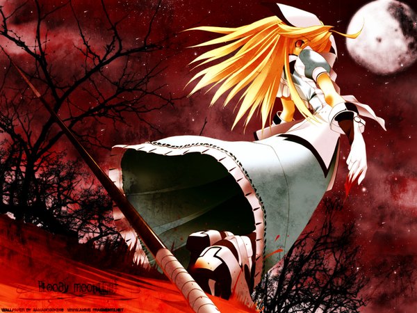 Anime picture 1600x1200 with girl moon blood tagme