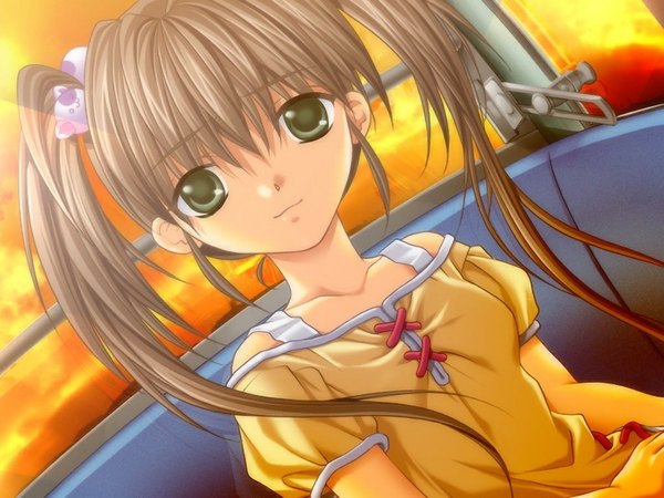 Anime picture 1024x768 with maroon grace (game) brown hair green eyes game cg girl