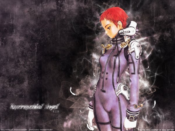 Anime picture 1600x1200 with blue submarine no 6 gonzo kino mayumi range murata single short hair red hair profile black eyes grey background wallpaper girl feather (feathers)