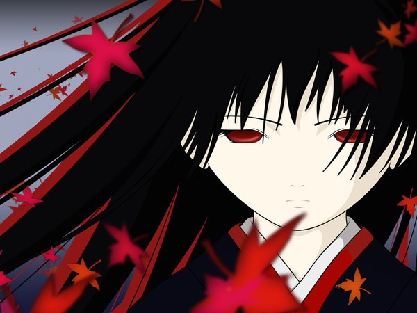 Anime picture 1024x768 with hell girl studio deen enma ai black hair