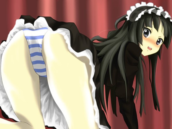 Anime picture 1280x960 with k-on! kyoto animation akiyama mio blush light erotic underwear panties striped panties