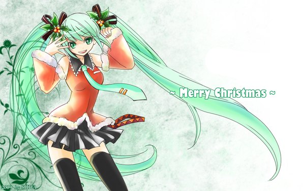 Anime picture 1920x1200 with vocaloid hatsune miku highres wide image christmas girl