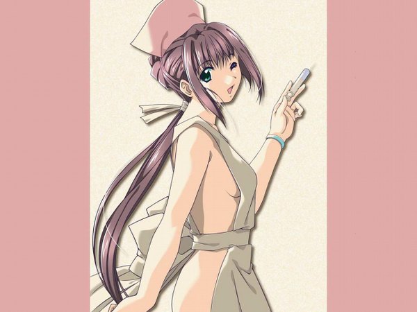 Anime picture 1280x960 with yakin byoutou nanase ren light erotic one eye closed wink wallpaper nurse naked apron apron syringe
