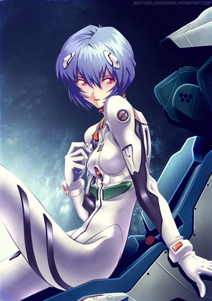 Anime picture 1625x2297 with neon genesis evangelion gainax ayanami rei holy-red-cockroach single tall image short hair purple hair pink eyes lips light girl star (stars)