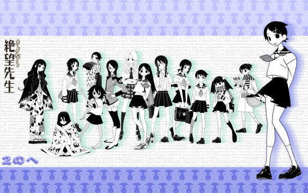Anime picture 1680x1050 with sayonara zetsubou sensei shaft (studio) wide image girl
